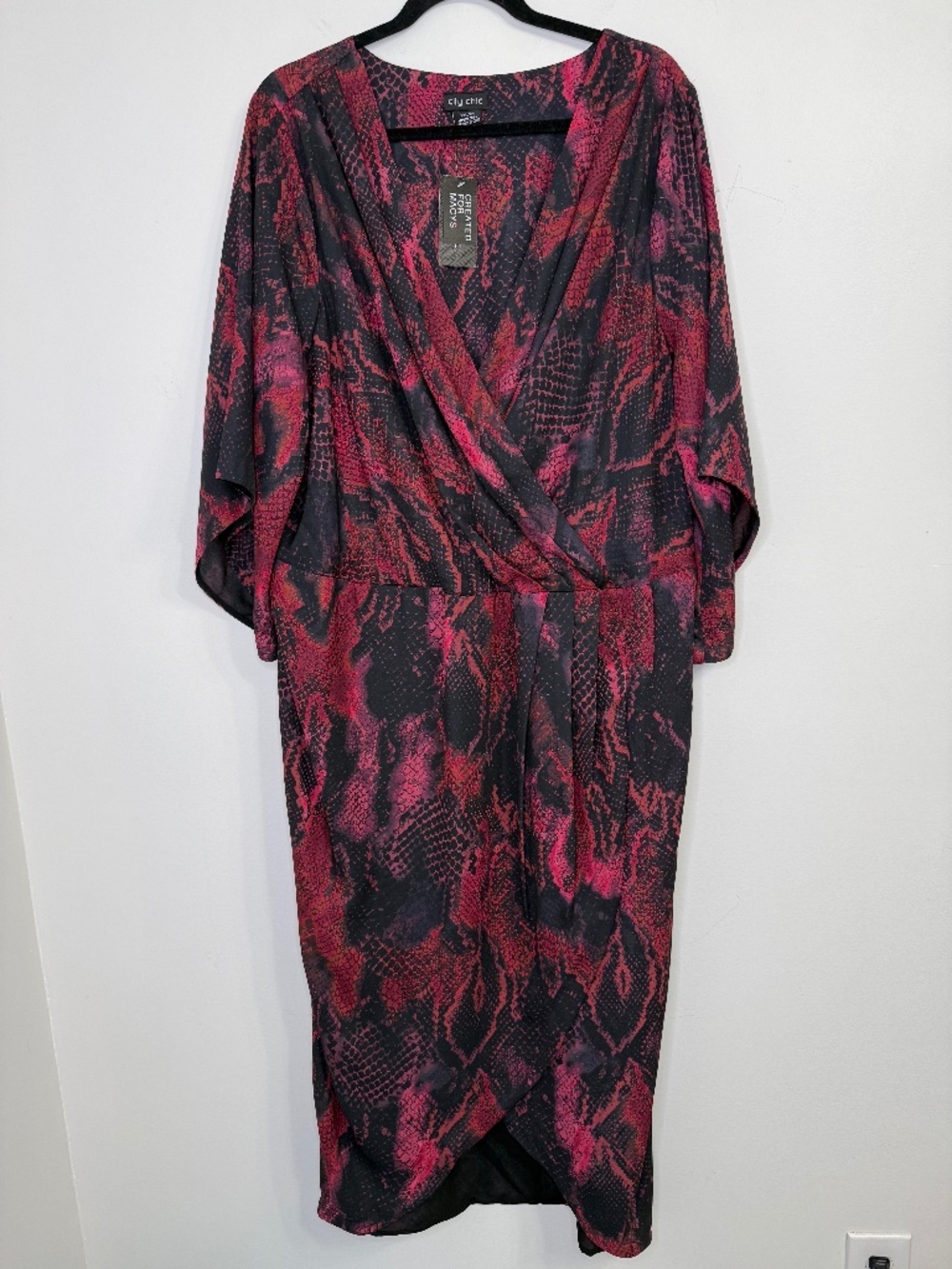 City Chic Snake Print Wrap Midi Dress Size 24